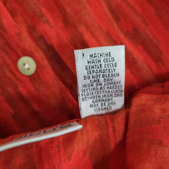 Chicos Womens Shirt Size Chicos 2 Standard Large 12 Red Button Front Sheer - Picture 8 of 13